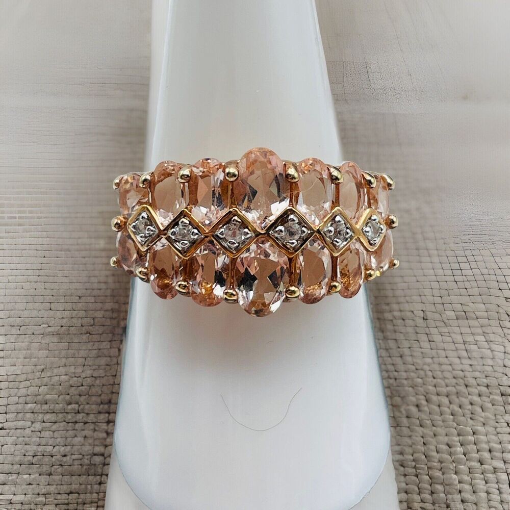 925 KH Pink Kunzite Gemstone Ring Size 7.75 Kit Heath Sterling Rose Gold Vermeil